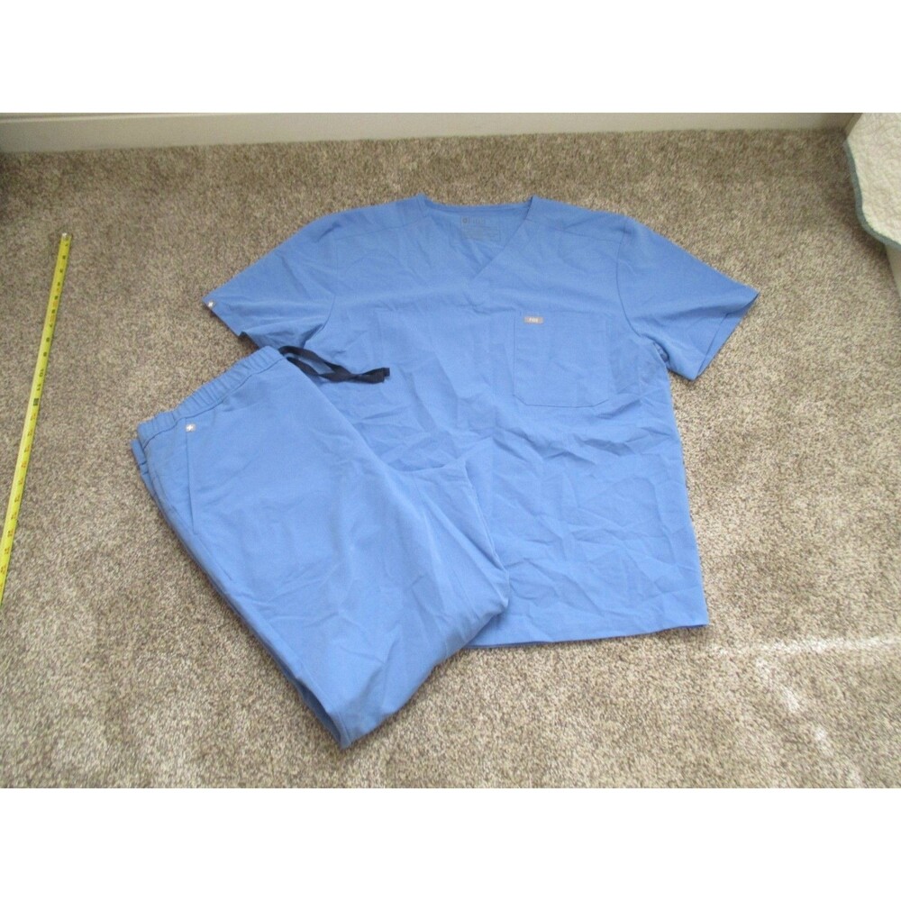 FIGS Technical Collection Women’s Scrub Set XL Blue Top & Jogger Pants